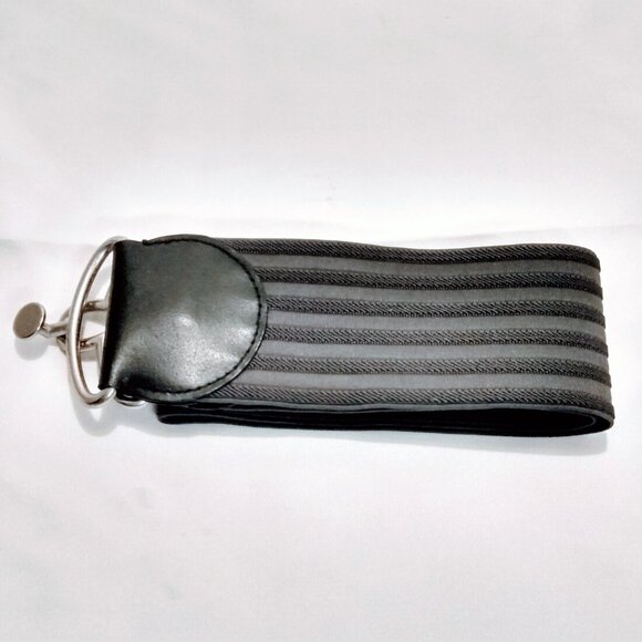 Old Navy-Material/Faux Leather-Black/Grey  Stretchy Wide Belt-M - Picture 9 of 11